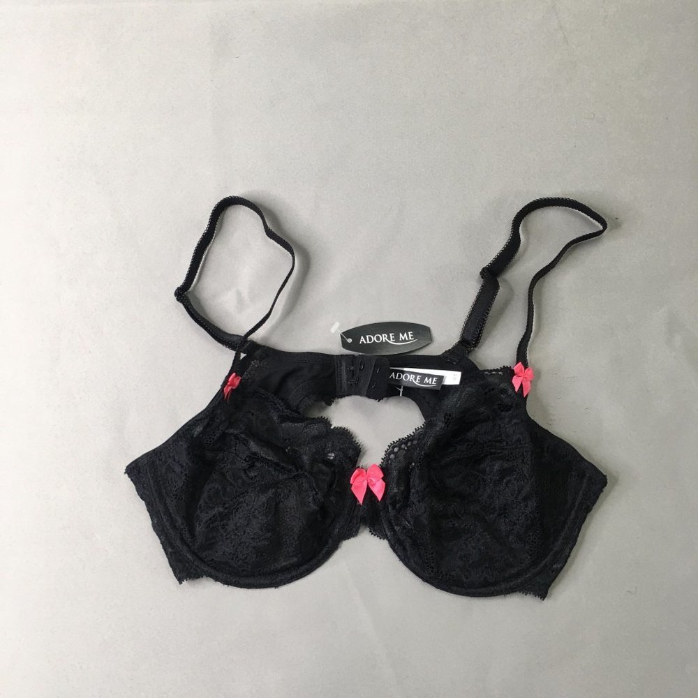 Adore Me‎ Womens Bra Black 36C Lace Underwire Balconette Bra #2050